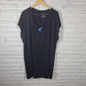 Cacique Womens Nightgown 26 28 Plus Sleeveless Black Keyhole Loungewear BLA76E